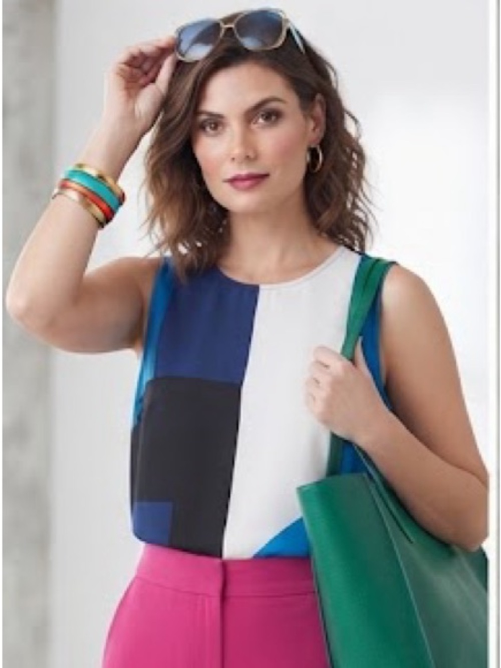 Sleeveless Black Top with Blue Side Panels